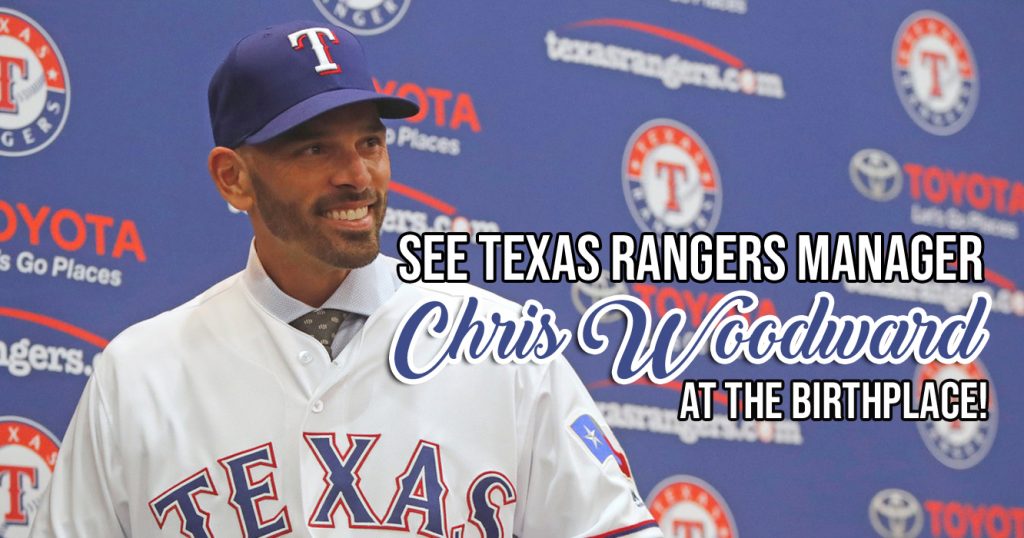 Texas Rangers manager Chris Woodward at the Birthplace